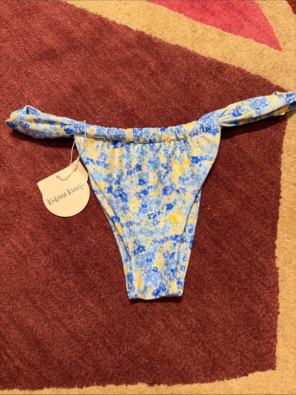 NWT Kulani Kinis Ruched Thong Bikini Bottom Size M